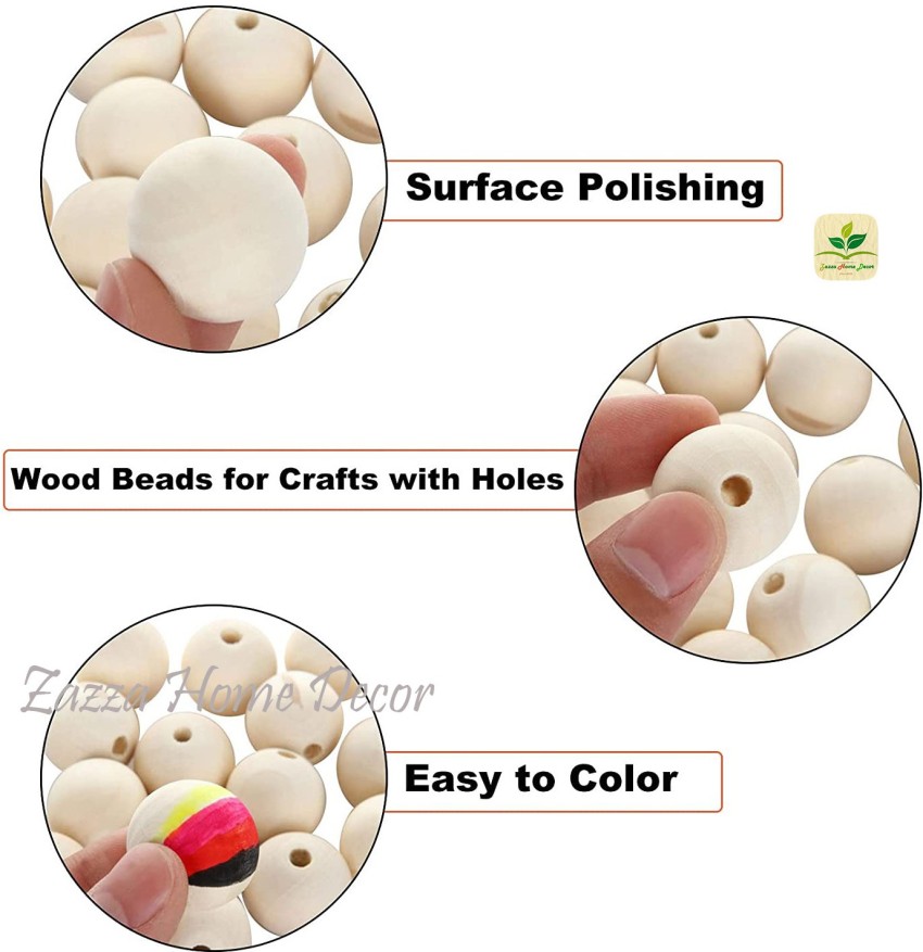 zazza home decor Macrame Natural Wooden Unfinished Craft Beads With Holes  Unpainted Wooden Ball Beads DIY Craft Jewelry (25mm) - Macrame Natural  Wooden Unfinished Craft Beads With Holes Unpainted Wooden Ball Beads