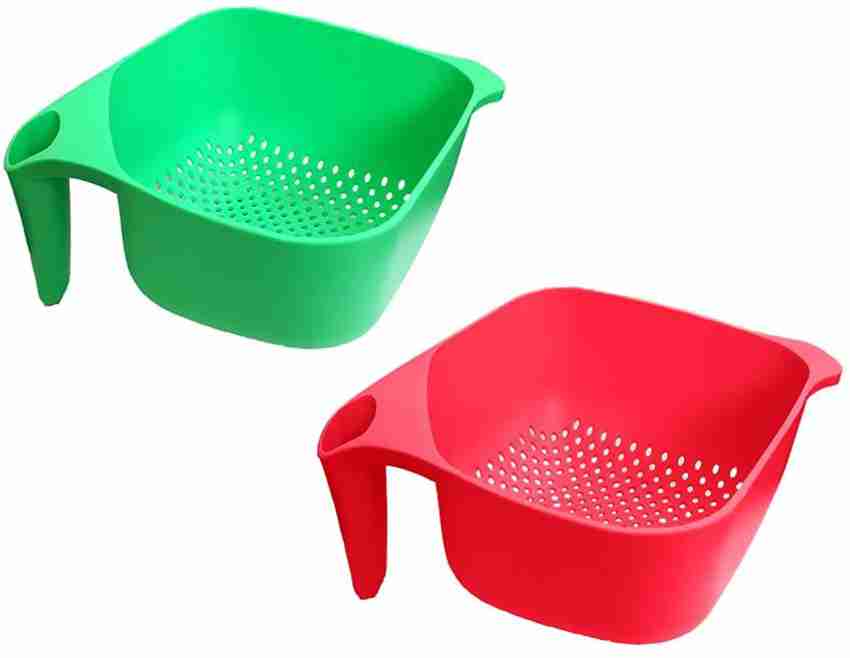 TRUE INDIAN MultiColor Plastic Strainer Colander Rice Fruits
