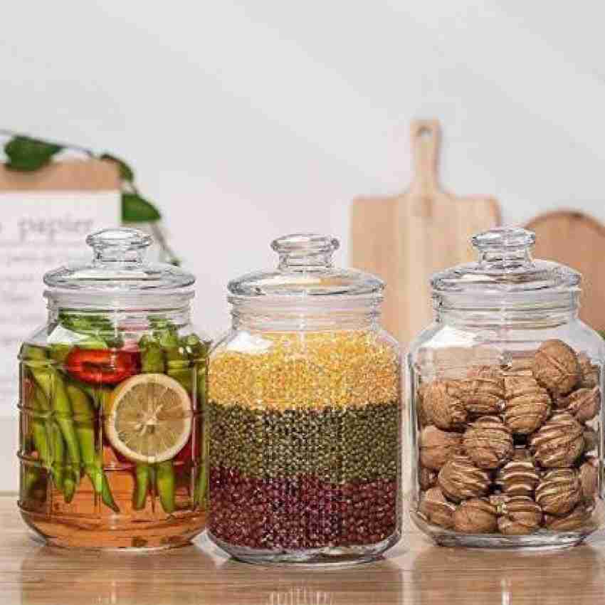 Pop Jar With Glass 350 ML Air Tight Lid Pickle Spice Food Storage