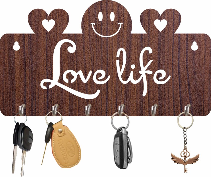 KAWACHI Wall Mounted Home Décor 10 Hook Key Hooks Rail Key Chain Holder Wall  Hooks Stainless Steel, Wood Key Holder Price in India - Buy KAWACHI Wall  Mounted Home Décor 10 Hook