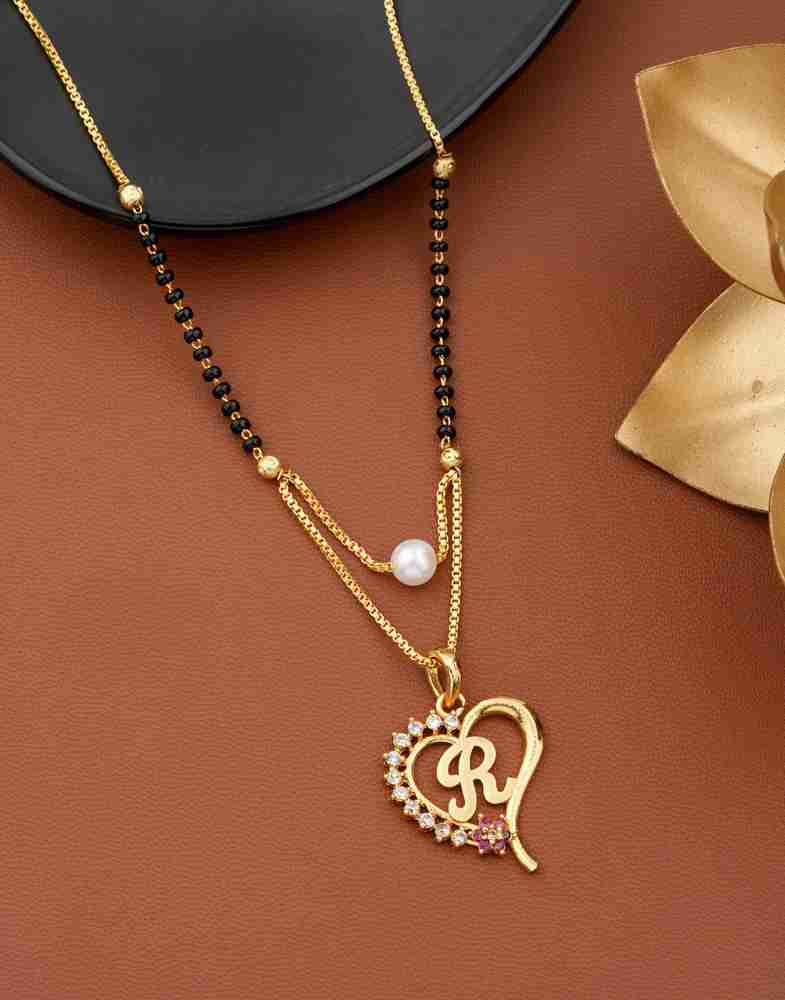 Bright STYLE R letter pendent for women Alloy mangalsutra Gold