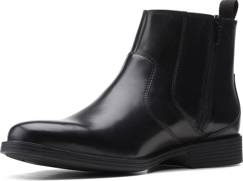 CLARKS Whiddon Zip Black Leather Boots For Men Buy CLARKS