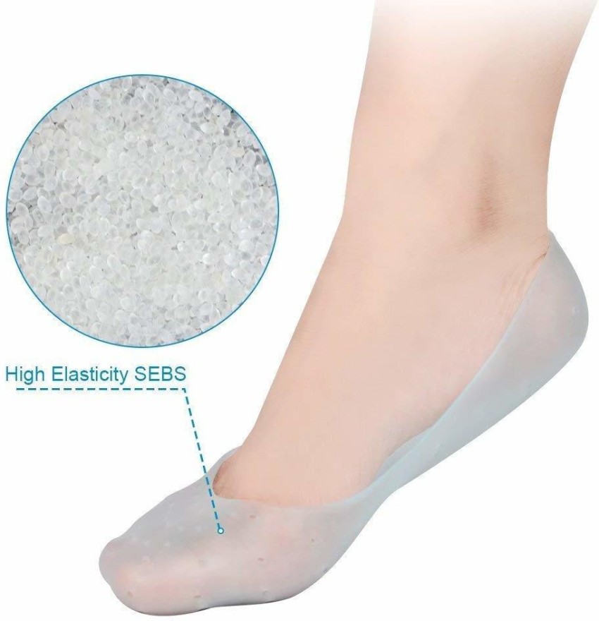 3 Pairs Silicone Socks, Silicone Moisturizing Socks Aloe Socks Silicone Gel  Heel Socks for Women Men Dry Cracked Foot Skin(Medium, 3 Colors)