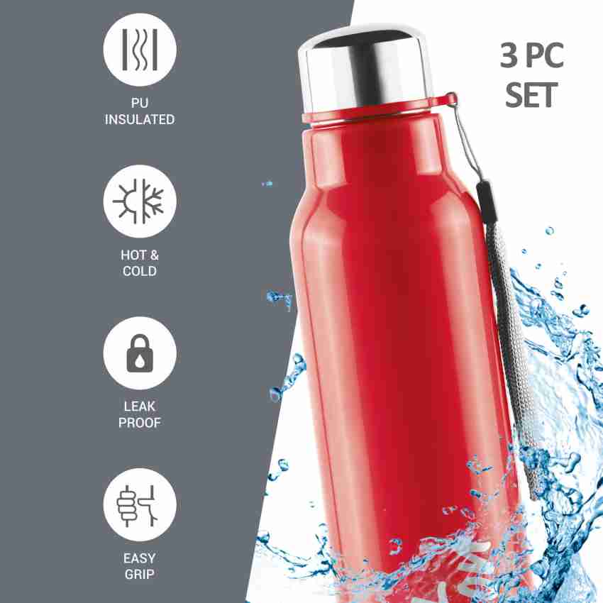 Prestige Stainless Steel Water Bottle Set of 2- 1000 ml each Red & Blue