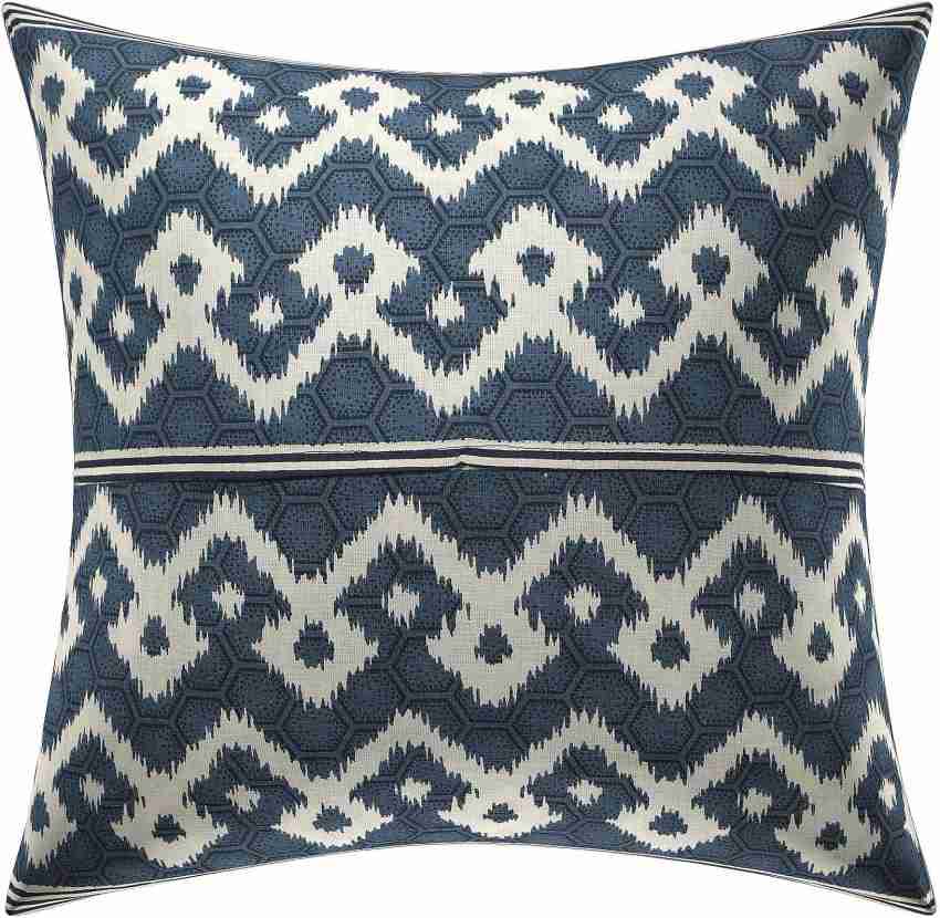 Luxury Designer Blue Geometric Weave Contemporary Cushion, 45% OFF