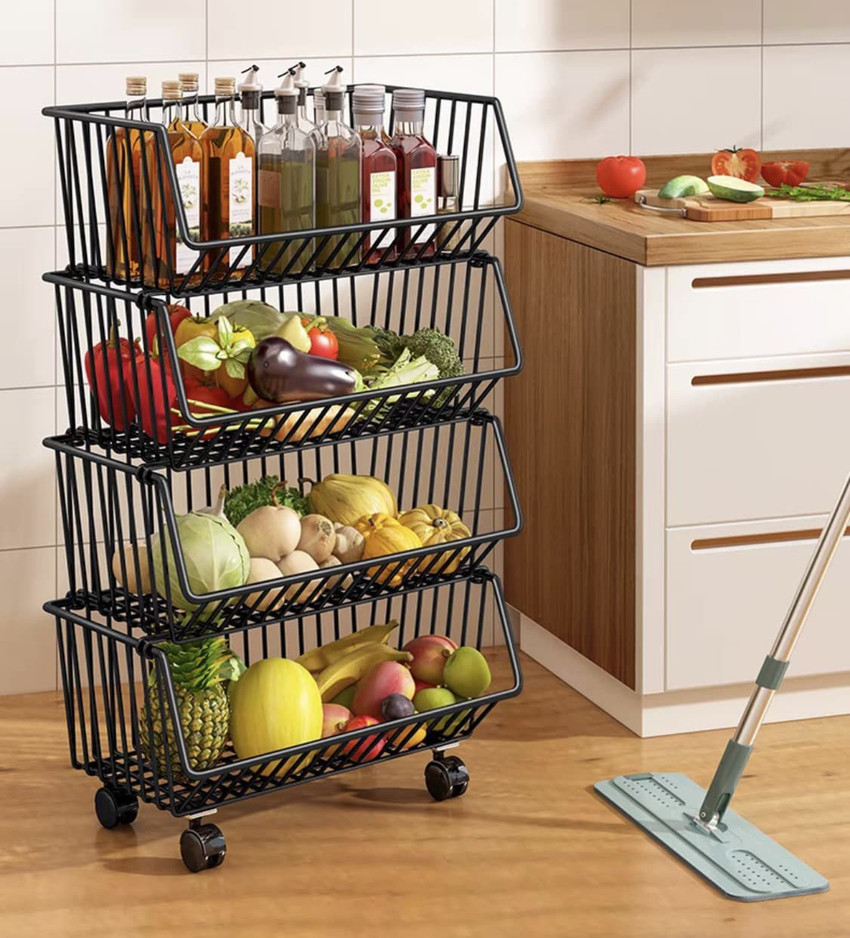 lukzer Fruits Vegetables Kitchen Rack Carbon Steel Price in India