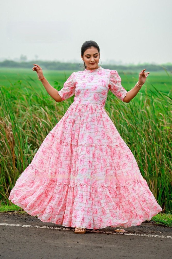 Pink and white gown hotsell