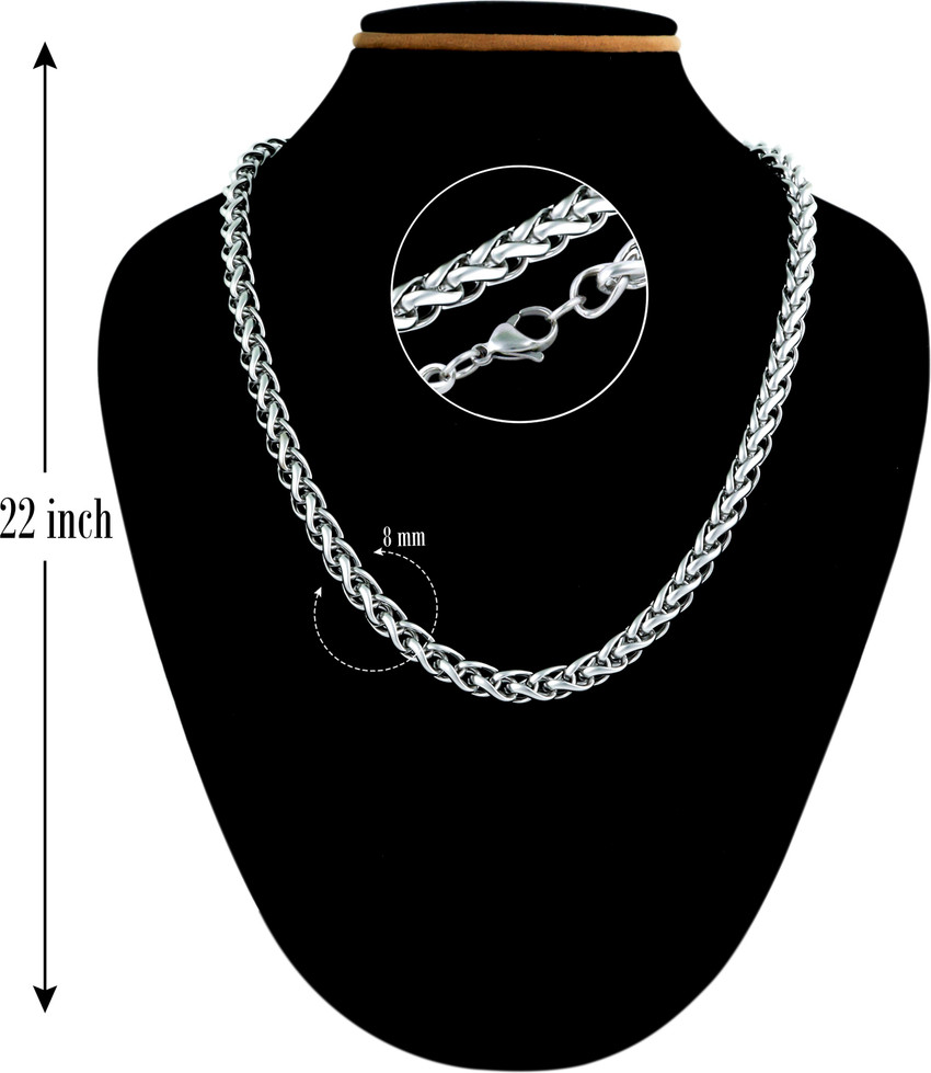 Fashion Frill Silver Chain For Boys Mens Jewellery Neck Chain Silver Chain For Men Silver Plated Stainless Steel Chain Price in India Buy Fashion Frill Silver Chain For Boys Mens Jewellery