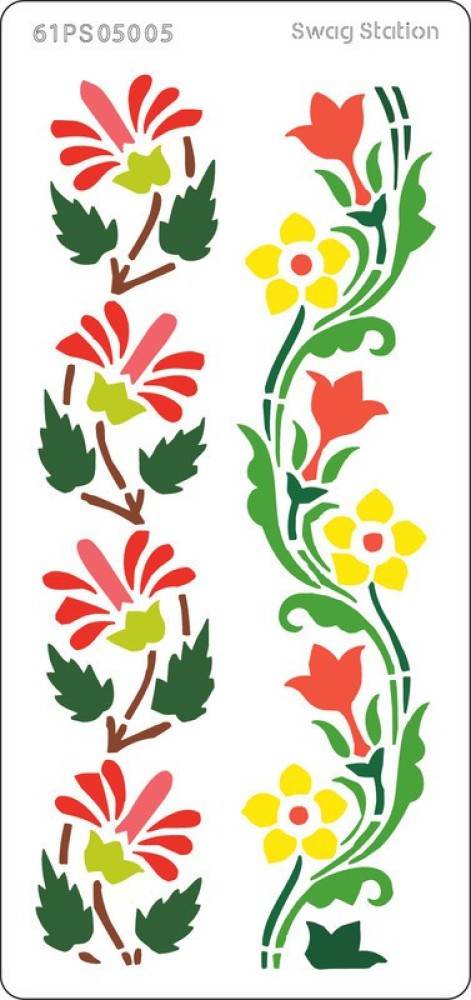 SWAGSTATION Border Designs Stencils for Craft and Art - Border Paint  Stencils Design for Fabric Painting - 8x4
