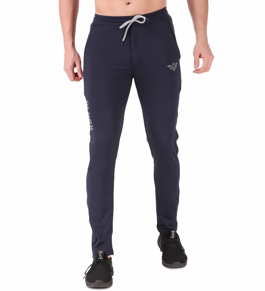 Run 10 Solid Men Dark Blue Track Pants - Buy Run 10 Solid Men Dark