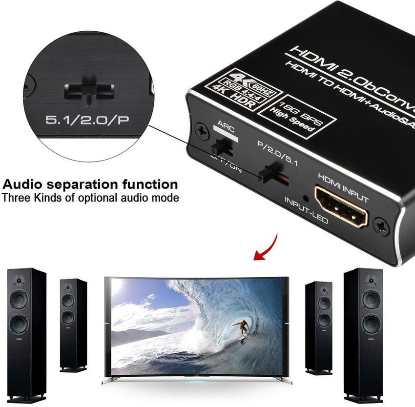microware TV out Cable 4K 60HZ HDMI 2.0b Audio Extractor HDMI