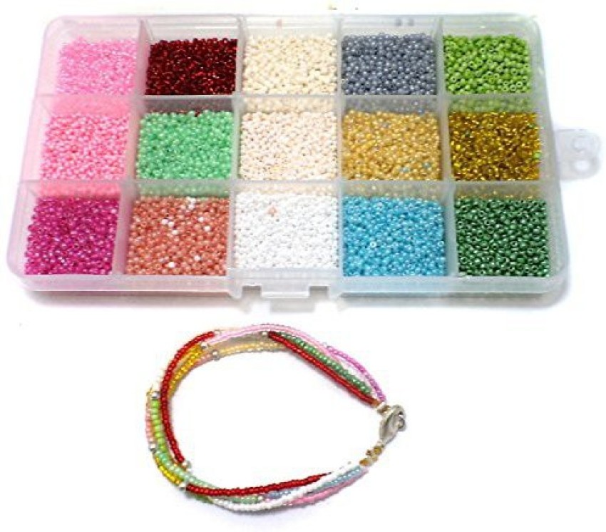 Fashion Glass Beads Set W/String Clasps Kit DIY Bracelet Jewelry Making  Gold