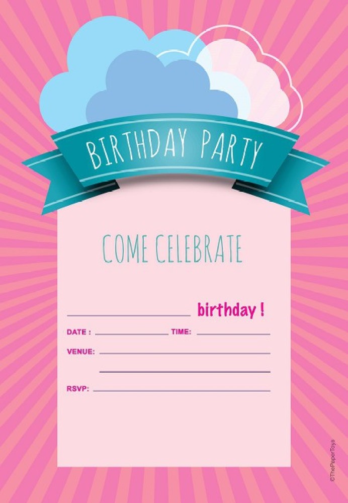 thepapertoys Birthday Party Invitation Cards for Girls, 25 self-fill-in Invitation  Cards with Envelopes (5*7 inches) - ICB56 Invitation Card Price in India -  Buy thepapertoys Birthday Party Invitation Cards for Girls, 25