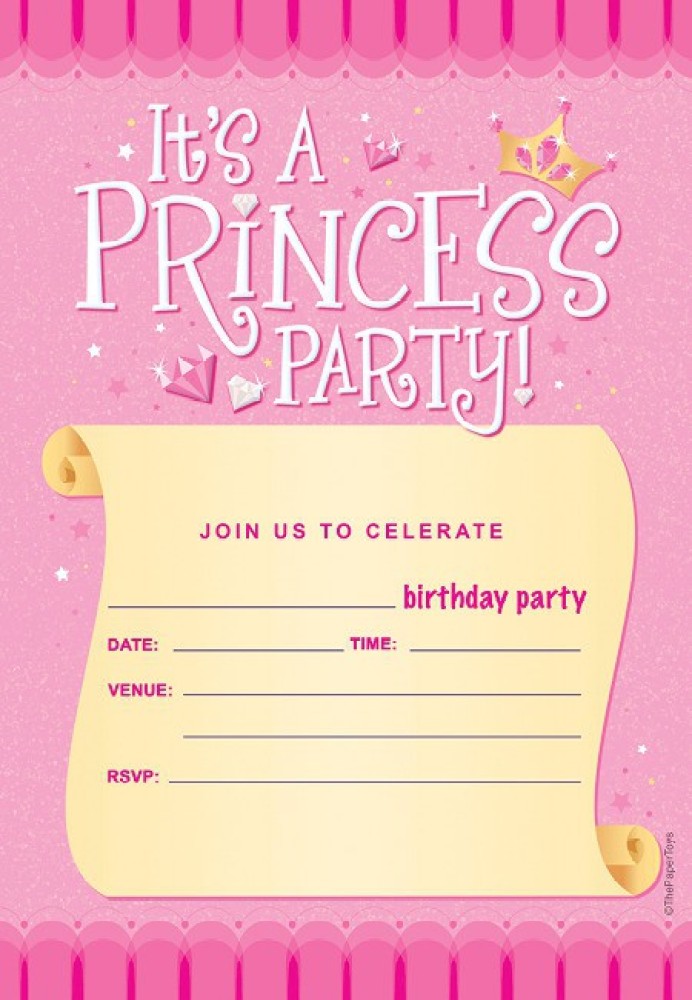 thepapertoys Birthday Party Invitation Cards for Girls, 25 self-fill-in  Invitation Cards with Envelopes (5*7 inches) - ICB56 Invitation Card