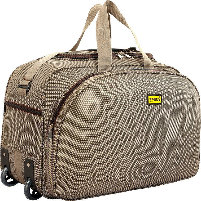ZERUS Expandable Unisex Travel duffel Luggage bag 54 cm Flat Folding Expandable Luggage Bag Duffel With Wheels Strolley Brown Price in India Flipkart