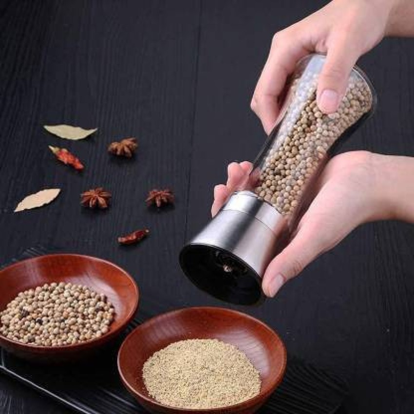 Salt Pepper Grinder Herb Mills pepper Muller Adjustable Coarseness  Stainless Steel Glass Spices Shaker Kitchen Shredder Chopper