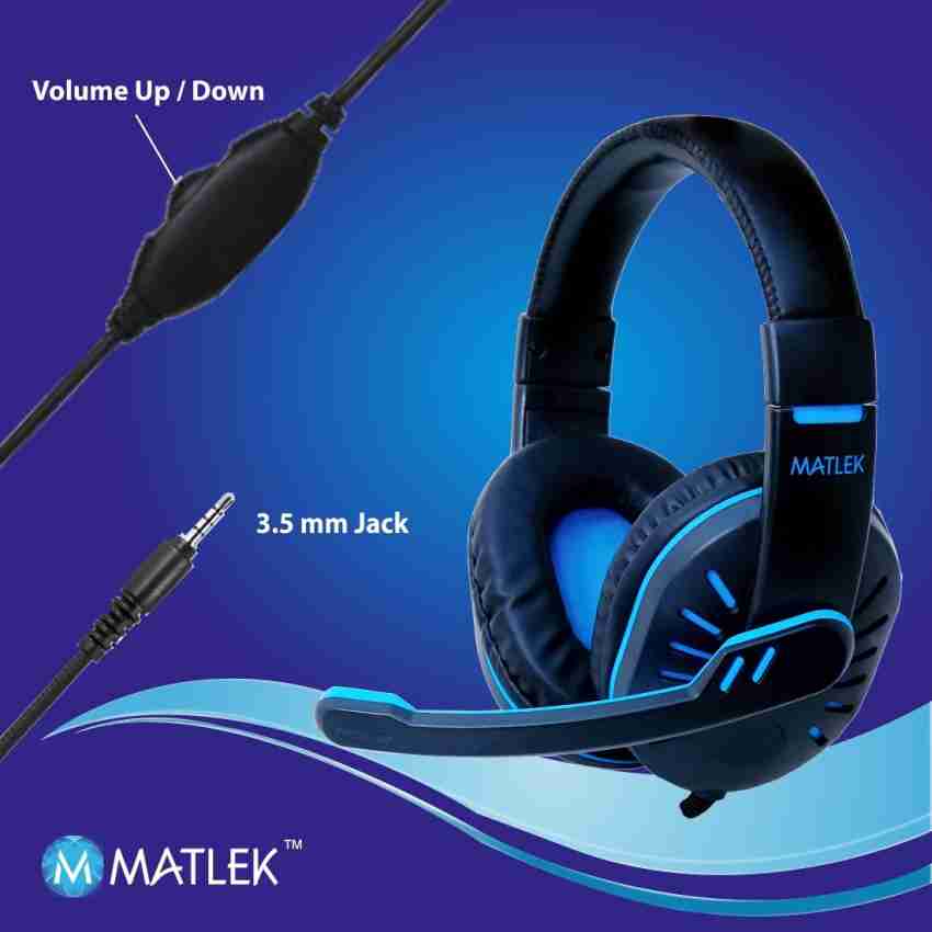 Matlek Gaming Headphones With Adjustable Mic Deep Bass Wired