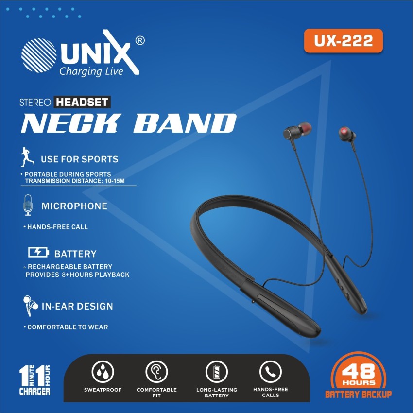 Unix Wireless NECK BAND 48 Hours Battery Backup Bluetooth Headset