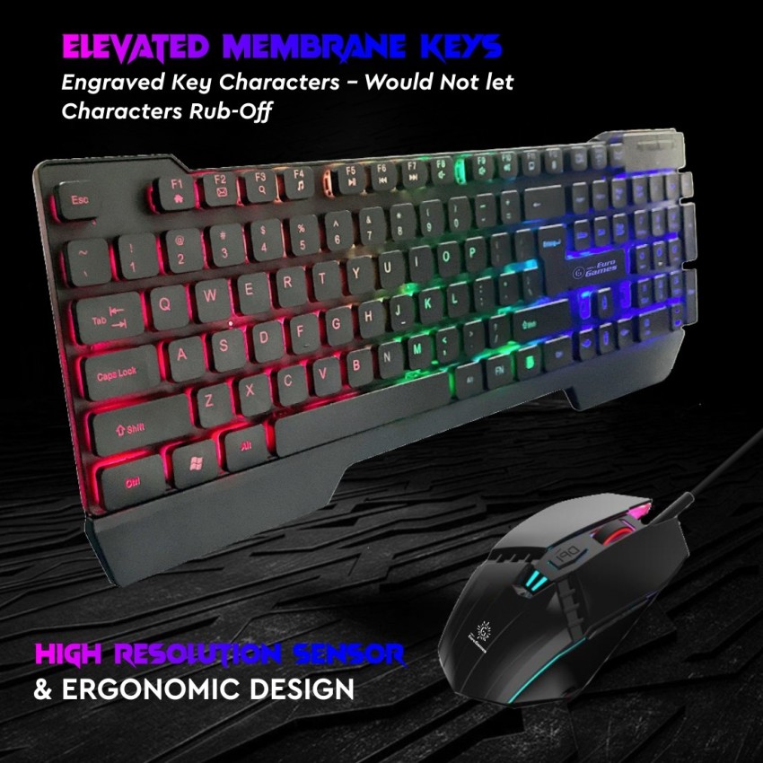 RPM Euro Games Gaming Keyboard and Mouse Combo, 104 Keys with RGB Backlit  - Keyboard, Laser Carved Keycaps, Adjustable DPI Upto 3200, 7 Color RGB  - Mouse