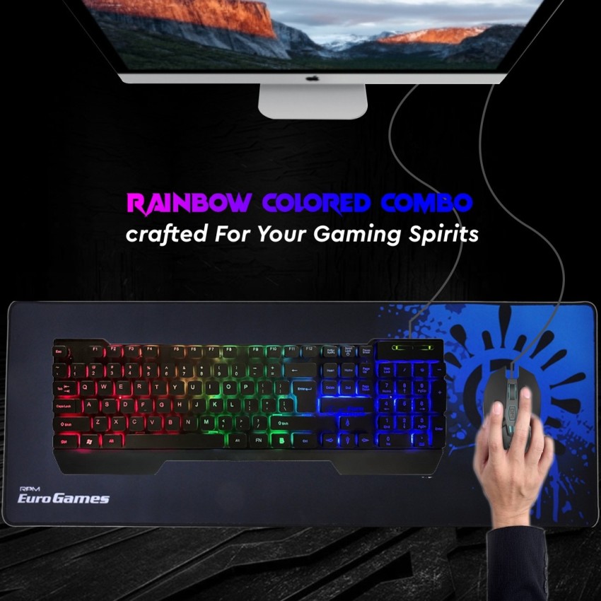  Buy RPM Euro Games Gaming Keyboard Wired 7 Color LED Illuminated  & Spill Proof Keys, Black, Medium Online at Low Prices in India