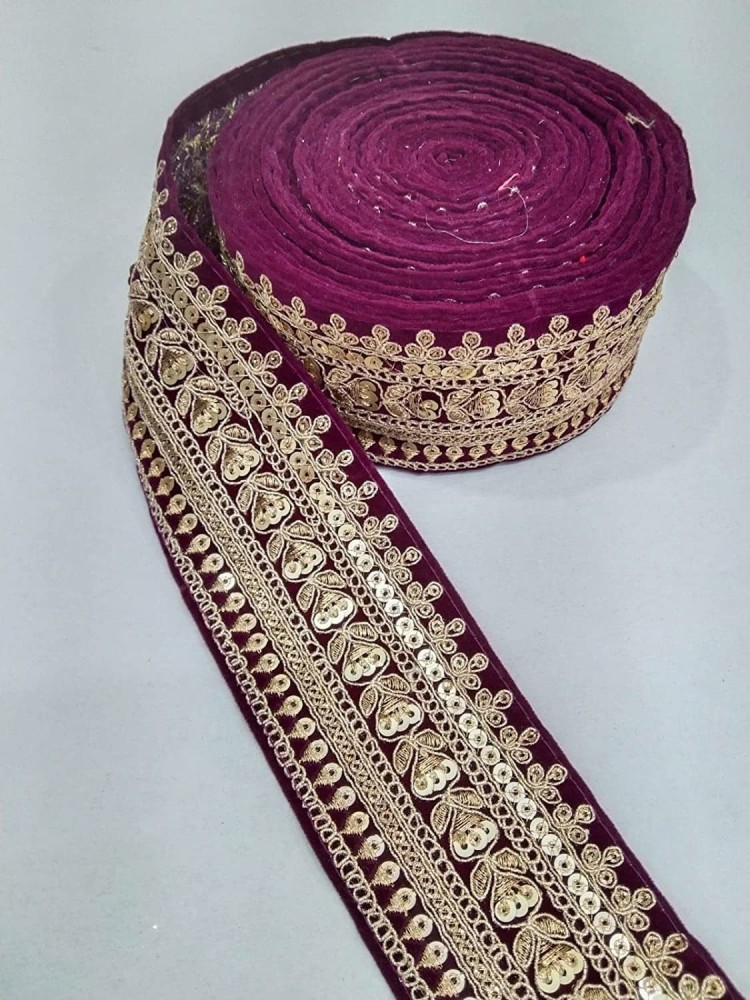 DEEP'S CREATION New Saree lace Border Velvet Base (9m x 2.5 in, Purple)  Pack of 1 Lace Reel Price in India - Buy DEEP'S CREATION New Saree lace  Border Velvet Base (9m