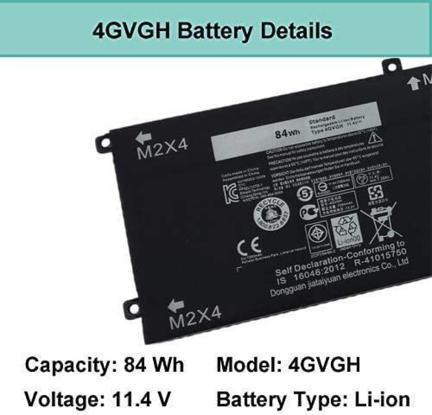 Replacement Laptop Battery 4GVGH Compatible with 6GTPY Dell XPS 15