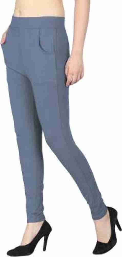 Buy Kaff Women Black Solid Cotton Lycra Blend Leggings (XL) Online