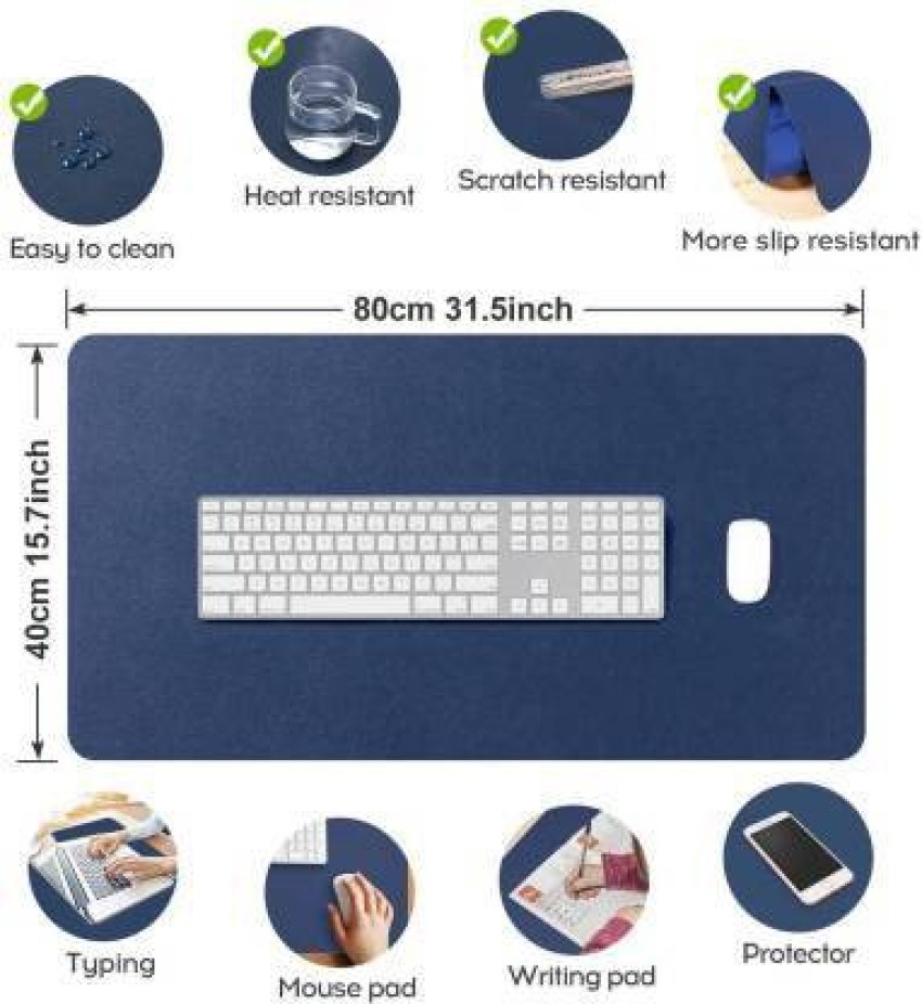 Computer Desk Mat, PU Leather Gaming Mouse Pad, Non-Slip Keyboard Mouse Mat, Waterproof Desk Writing Pad Protector for Office and Home (31.5 inch x