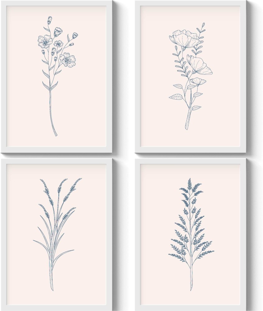 GS Decor Set of 4 Floral Wall Painting Designs for Bedroom with ...