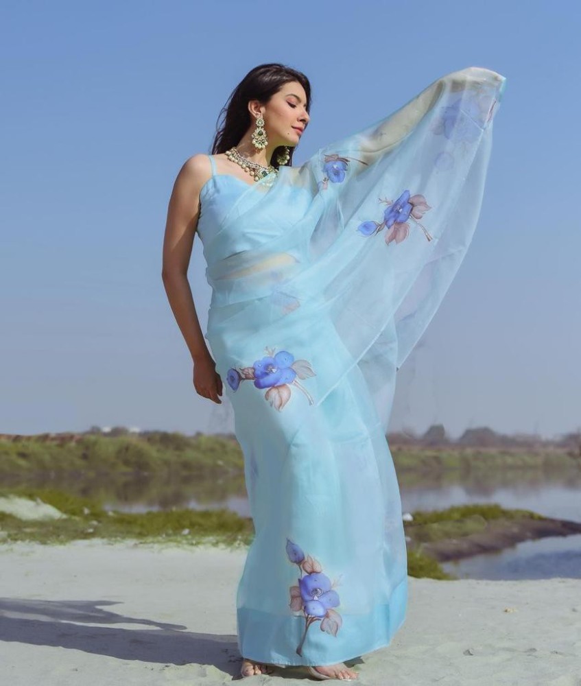 Organza saree store flipkart