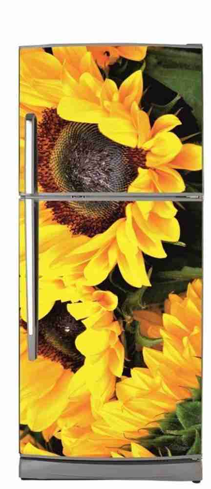Watercolor Sunflowers Fridge Decal, Peel & Stick Door Mural, Vintage Style  Vinyl Sticker Refrigerator Cover, Self Adhesive Refrigerator Film 