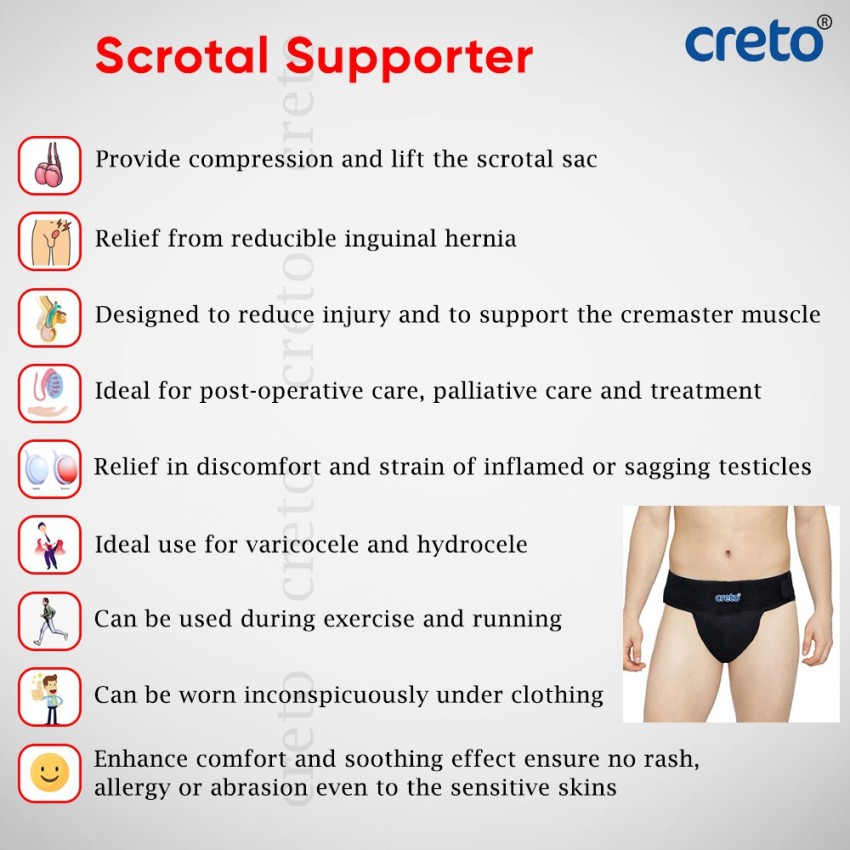 Buy CRETO Scrotal Support,for varicocele and hydrocele lift to the  scrotum,Skin friendly Back / Lumbar Support Online at Best Prices in India  - Fitness, Running