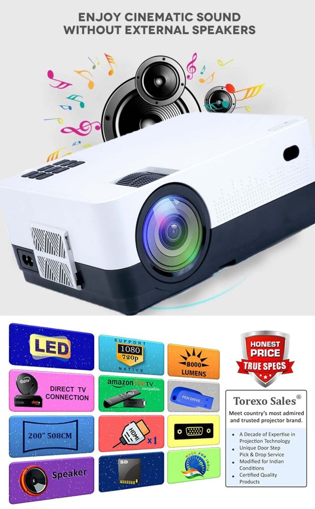 UNIY UY40 Resolution (800x480) | Screen Size 35 to 120 inch | Connect  HDMI/AV/AUX/USB (1000 lm / Remote Controller) Portable Projector Ideal for  Home