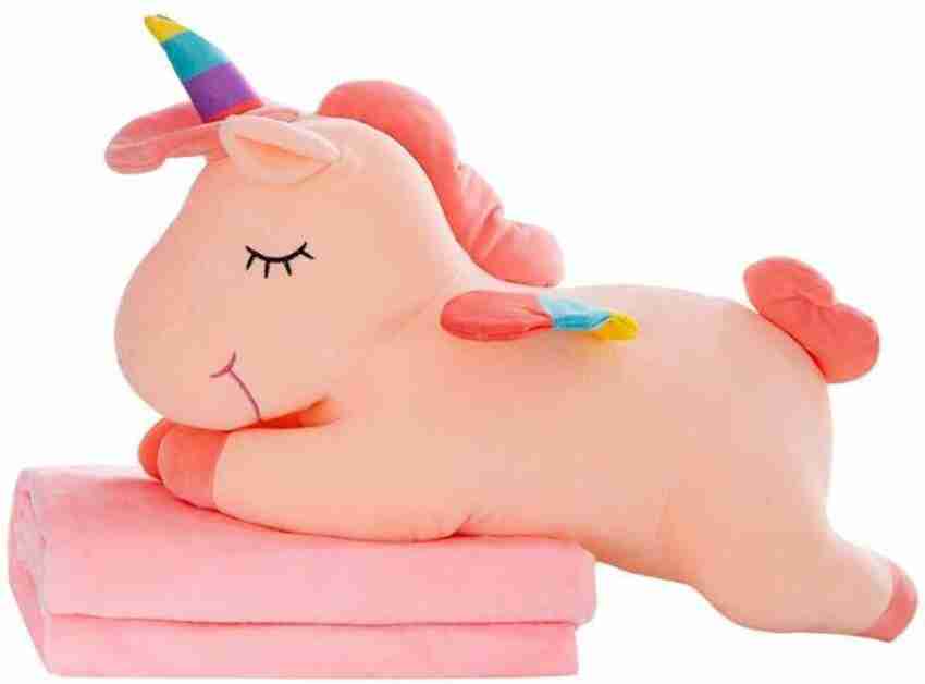 TinyTales Soft Plush Unicorn Baby Pillow with Blanket Cum Soft Toy