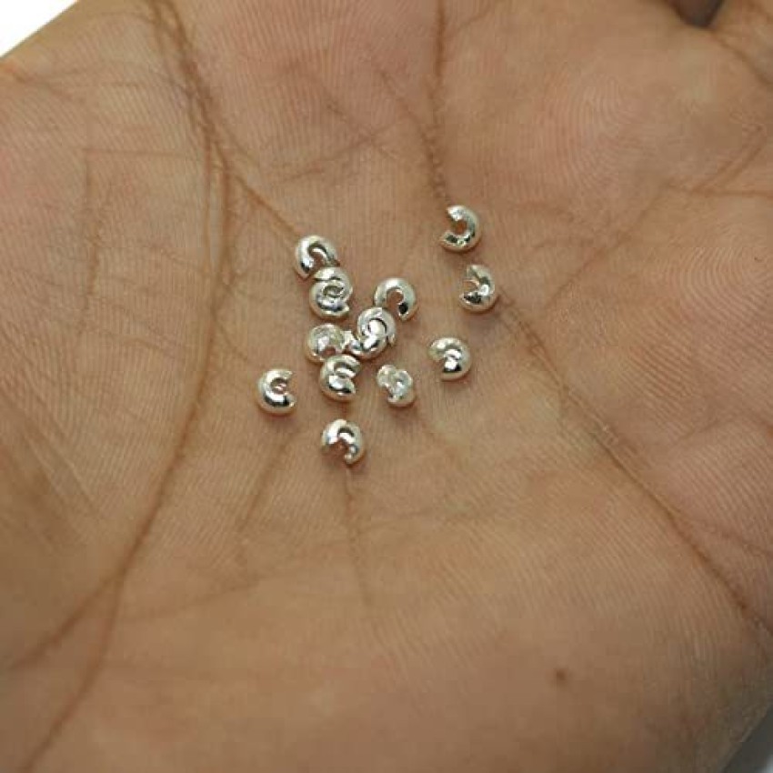 400Pcs 4mm Crimp Beads Covers Round Beads End Tips for Jewelry