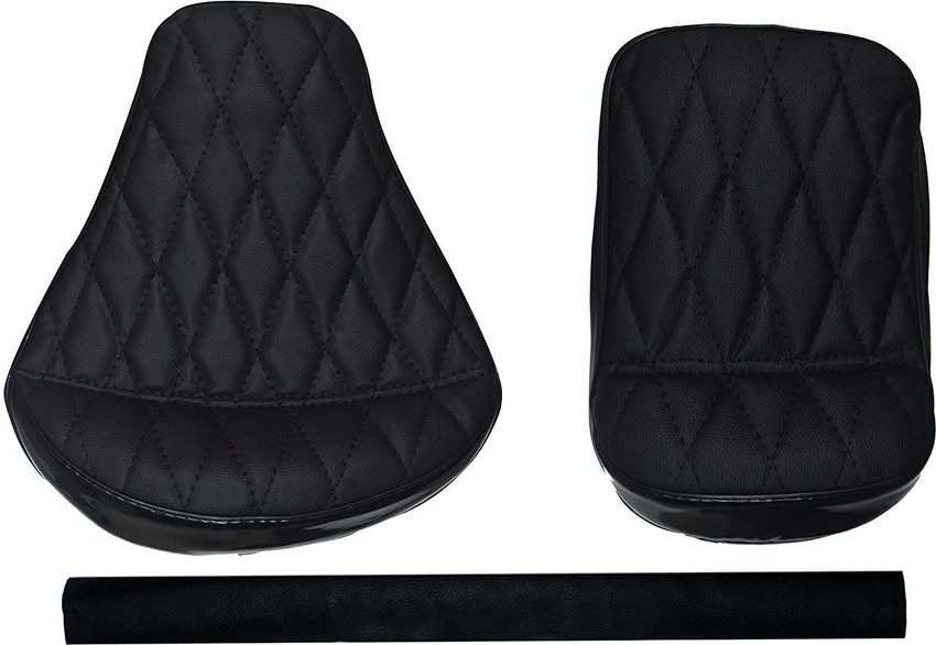 KOHLI BULLET ACCESSORIES MOTOR Black Diamond Cut Design Seat Cover with Back Rest Foam Combo Set for Royal Enfield Classic 350 500cc Split Bike Seat