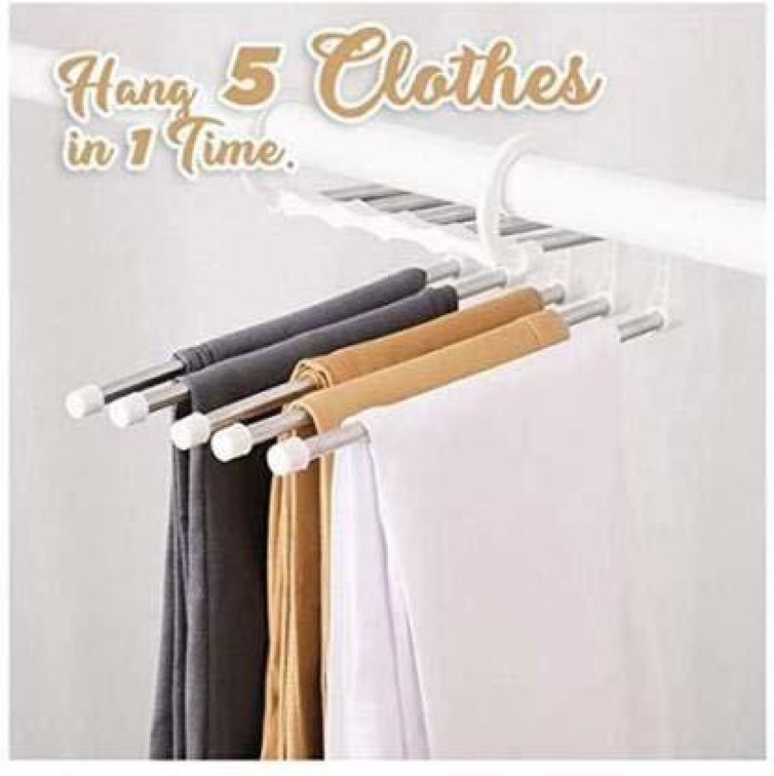 Buy MILLENSIUM Multipurpose 5 in 1 Hangers for Wardrobe Cloth Hanger, Shirt  Hanger for Clothes Hanging Space Saving Cloth Organizer for Wardrobe  Foldable Hangers for Clothes (Pack of 2) Online at Best