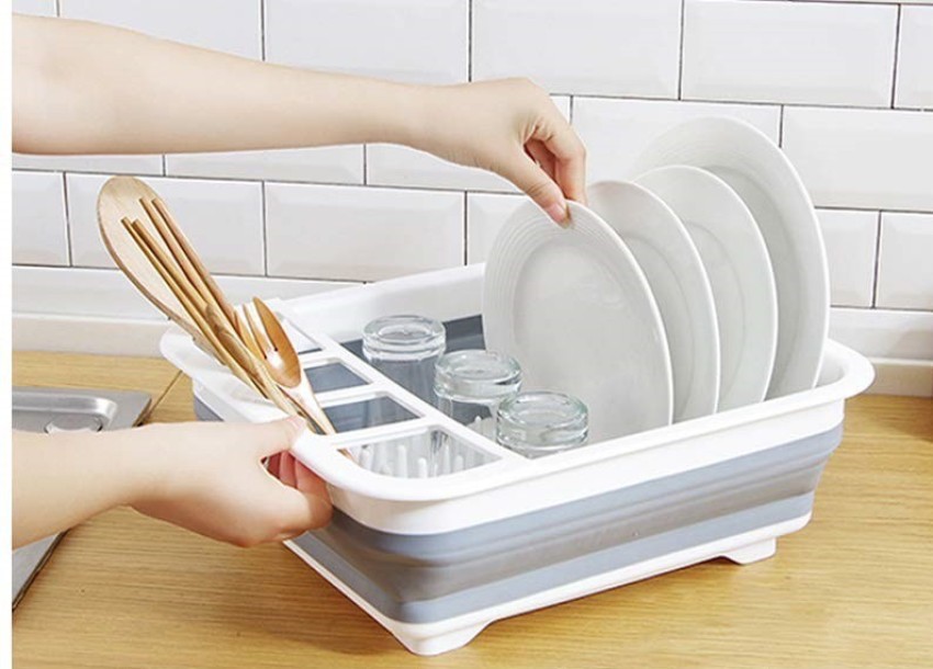SANNO Expandable Dish Drying Rack Sink Dishes Drainer , Dish Rack