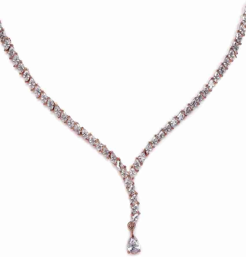 jazz and sizzle American Diamond Rose Gold Plated Jewellery Set Gold-plated  Plated Brass Necklace Set Price in India - Buy jazz and sizzle American  Diamond Rose Gold Plated Jewellery Set Gold-plated Plated