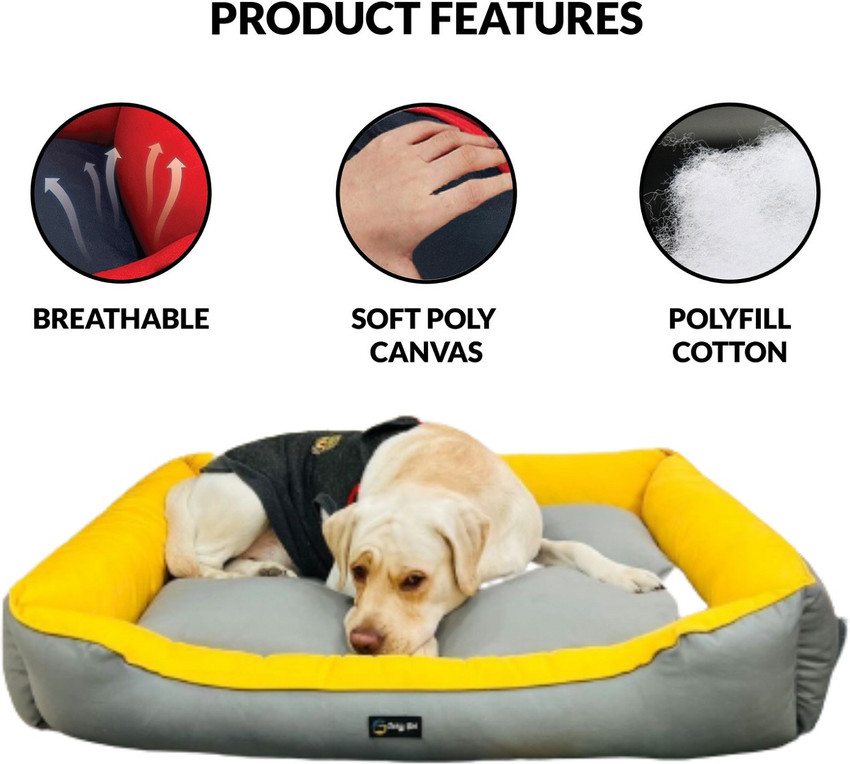 Goofy Tails Classic Lounger Beds For Medium Dogs Grey and Yellow M Pet Bed Price in India Buy Goofy Tails Classic Lounger Beds For Medium Dogs Grey and Yellow