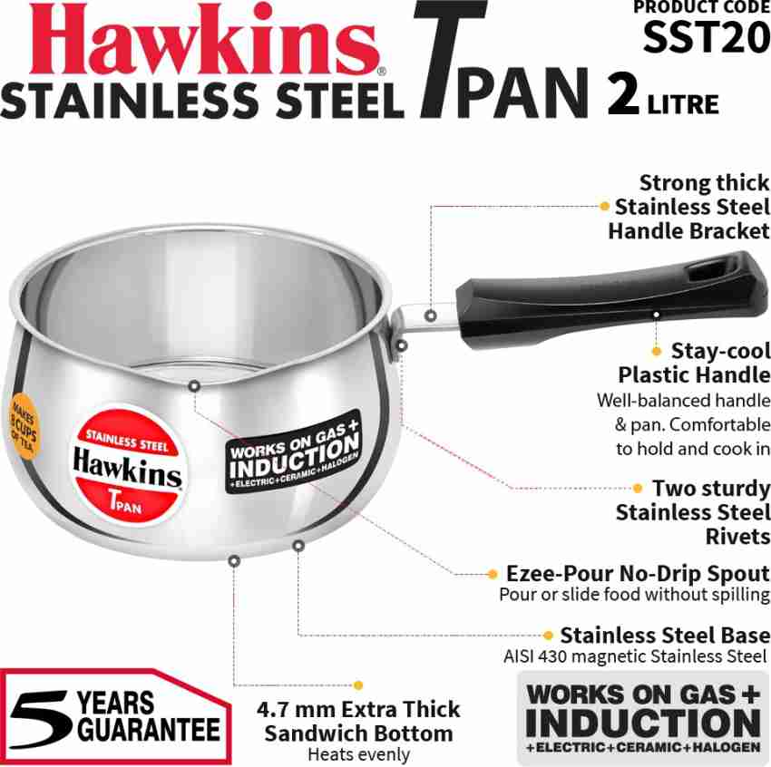 Hawkins Tpan Stainless Steel saucepan Tea Pan, with Lid, 1.5