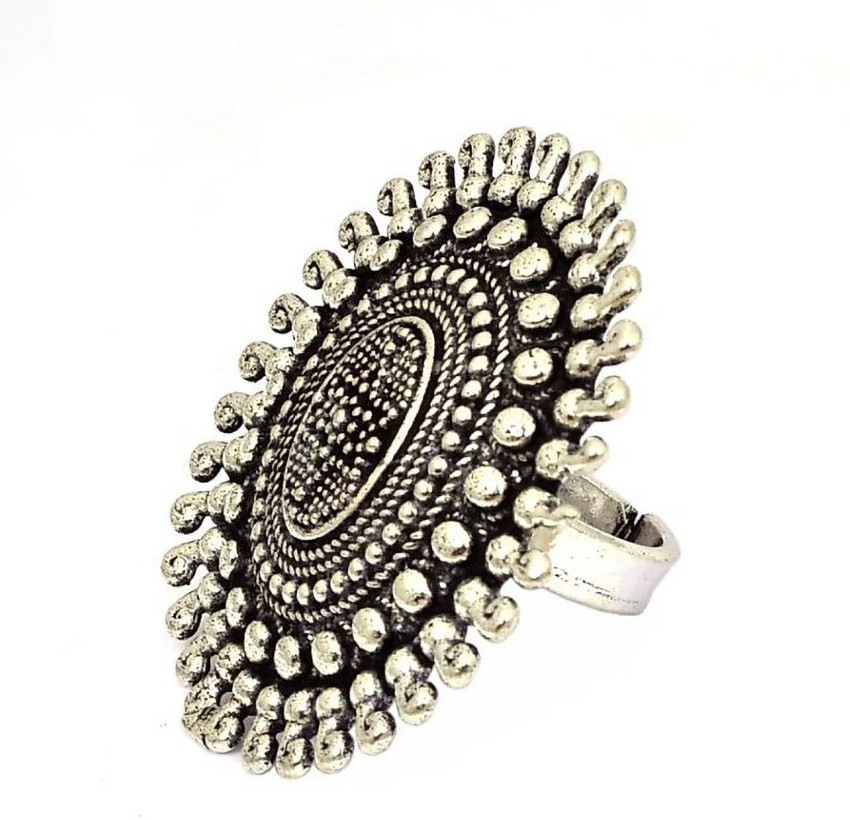 arnyi Oxidised Bahubali Ring Brass Silver Plated Ring Price in