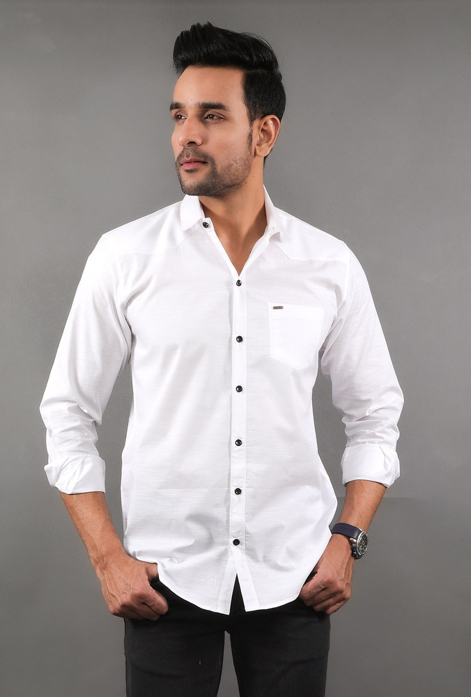 White shirt sales with black buttons