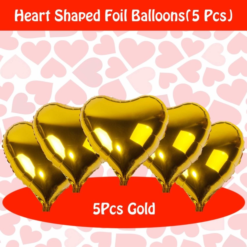 5pcs 18-inch Red Heart Shaped Aluminum Foil Balloons (with 1pc Red