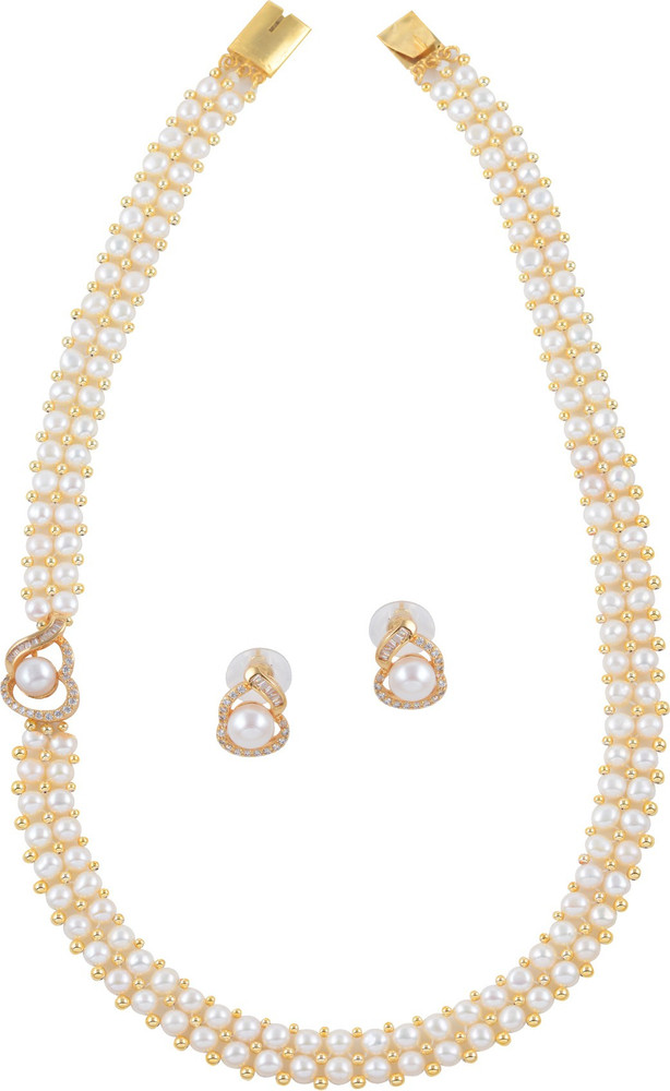 KRISHNA PEARLS Alloy White Jewellery Set Price in India