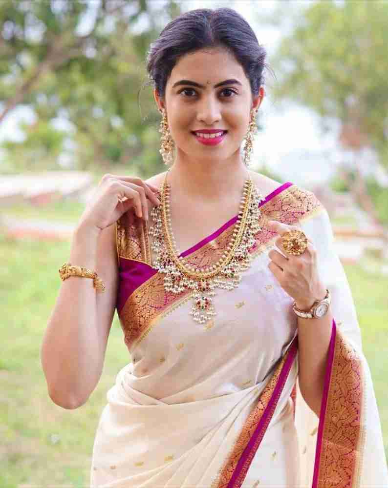 White saree designer blouse store