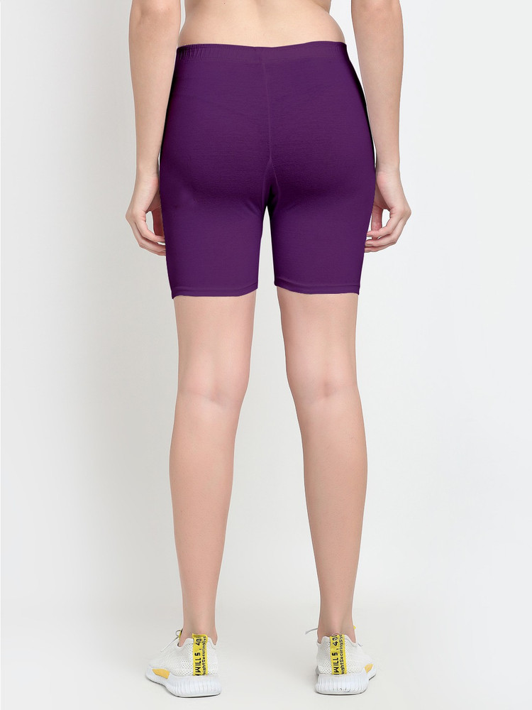 Buy Ullas Solid Women Purple Cycling Shorts Online at Best Prices