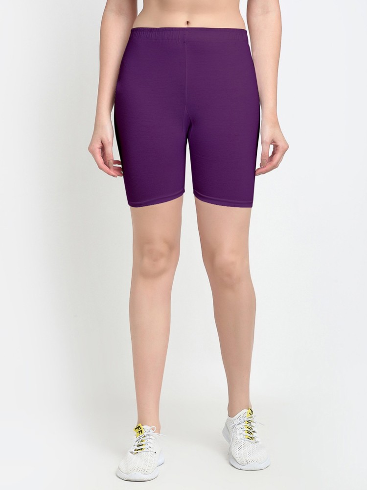 Viver Solid Women Purple Sports Shorts - Buy Viver Solid Women