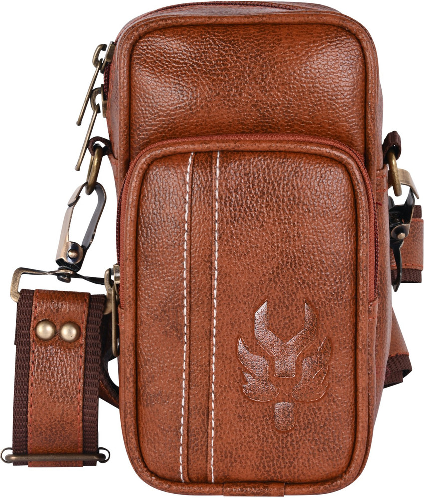 Tan leather sling discount bag