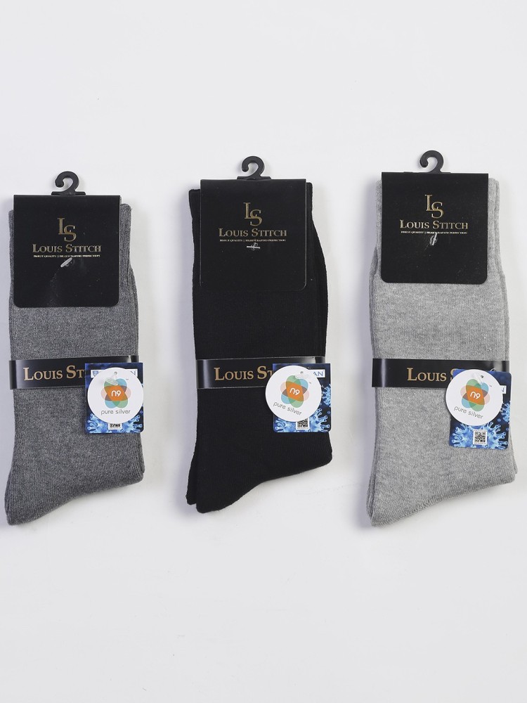 LOUIS STITCH Socks for Men Solid Mid-Calf/Crew